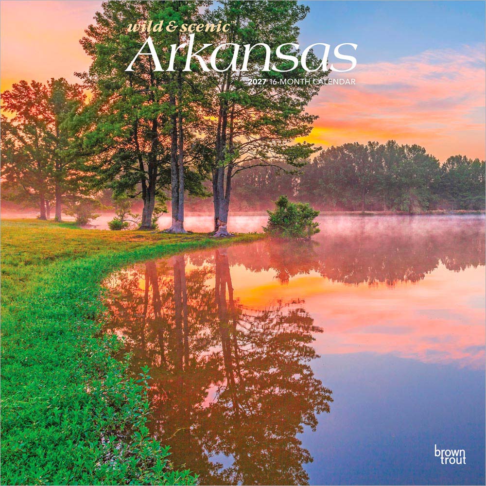 Arkansas Wild & Scenic | 2027 12 x 24 Inch (Hanging) Monthly Square Wall Calendar | Plastic-Free | BrownTrout | USA United States of America Southeast State Nature