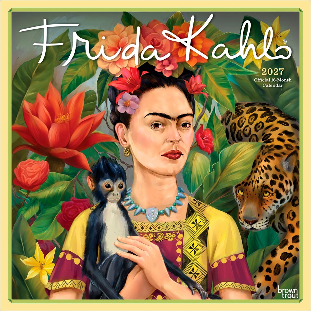 Frida Kahlo OFFICIAL | 2027 12 x 24 Inch (Hanging) Monthly Square Wall Calendar | Plastic-Free | BrownTrout | Mexican Painter Portraits Art