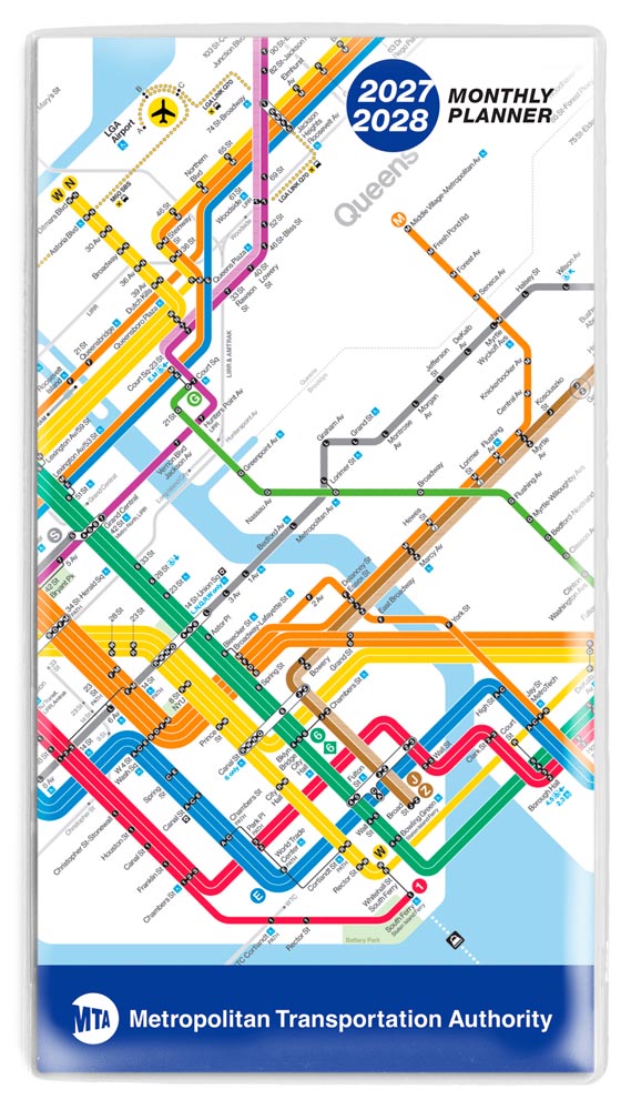 Metropolitan Transportation Authority OFFICIAL | 2027-2028 3.5 x 6.5 Inch Two Year Monthly Pocket Planner Calendar | BrownTrout | New York City MTA