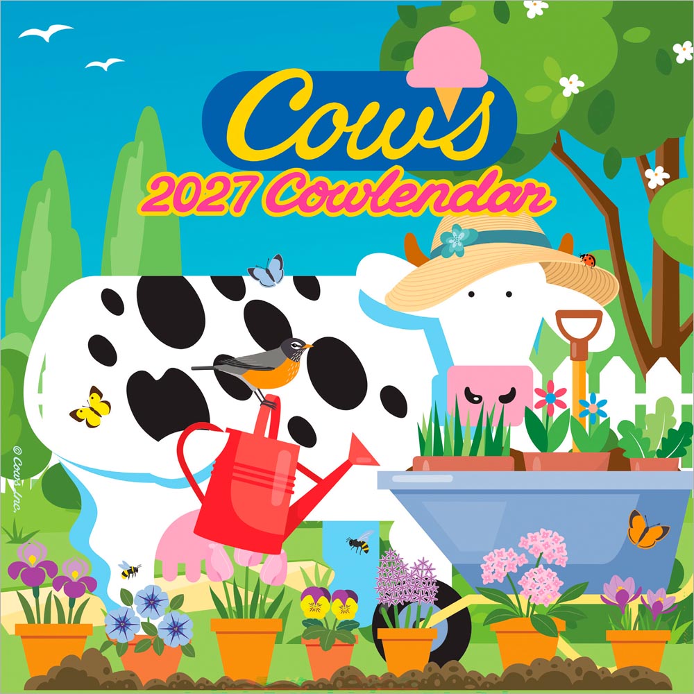 Cows Creamery OFFICIAL | 2027 7 x 14 Inch (Hanging) Monthly Mini Wall Calendar | Wyman Publishing | Domestic Farm Animals