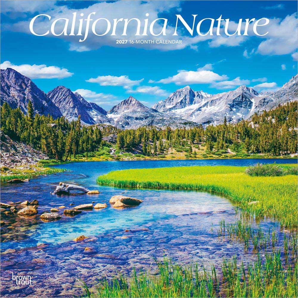 California Nature | 2027 12 x 24 Inch (Hanging) Monthly Square Wall Calendar | Plastic-Free | BrownTrout | USA United States of America Pacific West State