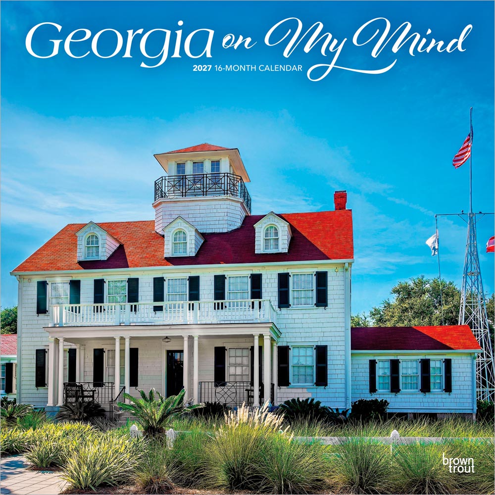 Georgia on My Mind | 2027 12 x 24 Inch (Hanging) Monthly Square Wall Calendar | Plastic-Free | BrownTrout | USA Southeast State Nature Savannah Golf
