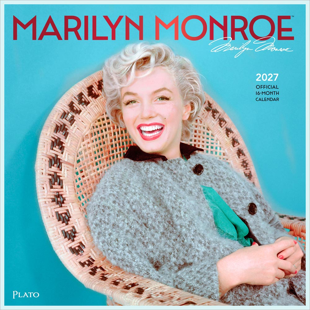 Marilyn Monroe OFFICIAL | 2027 12 x 24 Inch (Hanging) Monthly Square Wall Calendar | Foil Stamped Cover | Plato | USA American Actress Celebrity