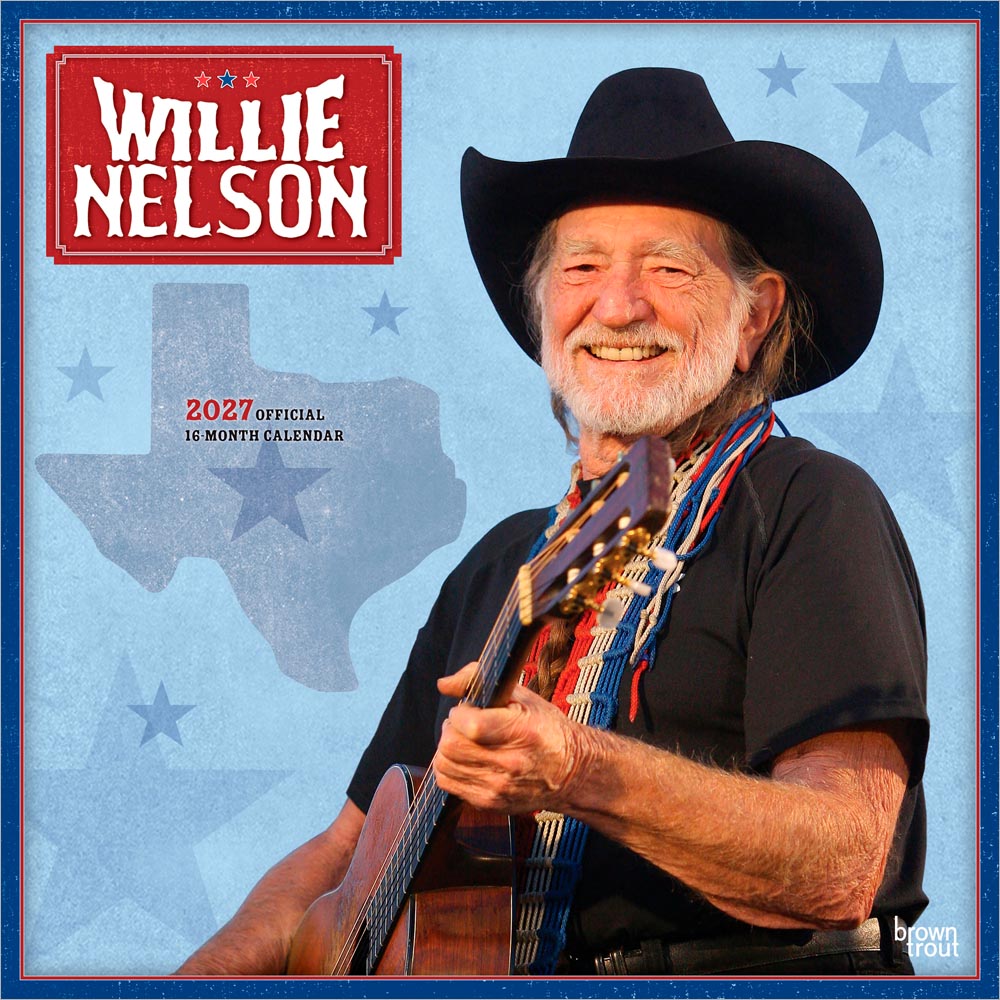 Willie Nelson OFFICIAL | 2027 12 x 24 Inch (Hanging) Monthly Square Wall Calendar | Plastic-Free | BrownTrout | Music Entertainment Songwriting
