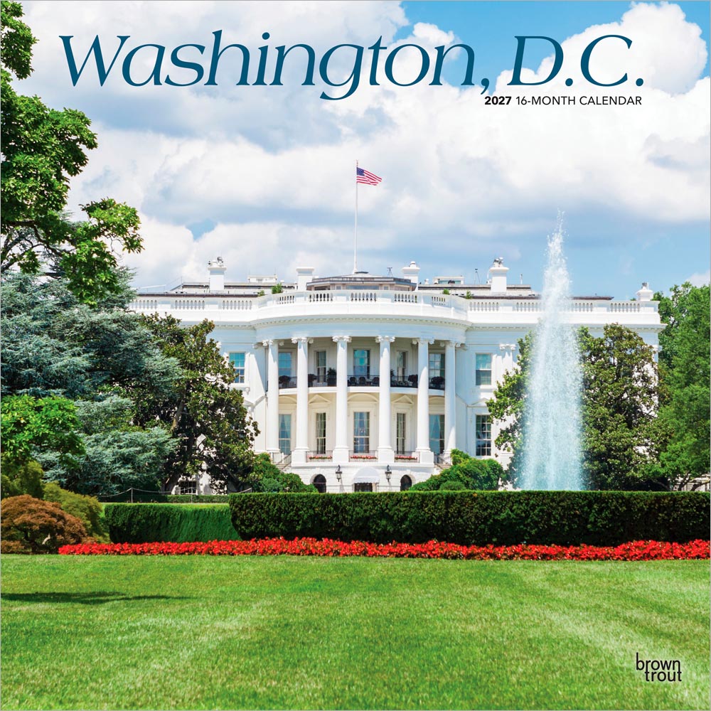 Washington D.C. | 2027 12 x 24 Inch (Hanging) Monthly Square Wall Calendar | Plastic-Free | BrownTrout | USA United States of America Capital Northeast City