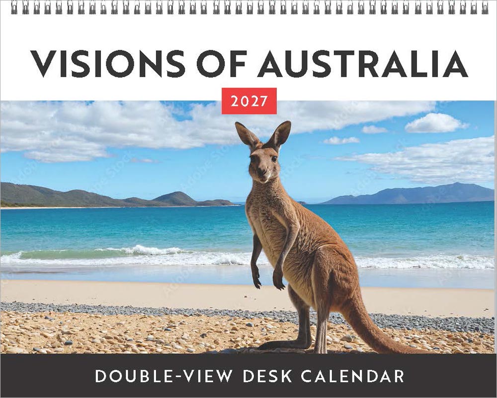 Visions of Australia | 2027 7.5 x 6 Inch Monthly Double-View Easel Desk Calendar | BrownTrout | Travel Scenic Oceania Photography
