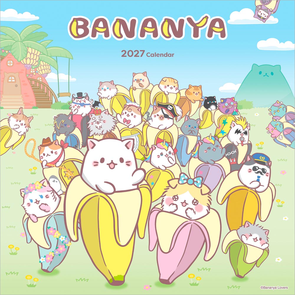 Bananya OFFICIAL | 2027 12 x 24 Inch (Hanging) Monthly Square Wall Calendar | Cal Ink | Japanese Anime Television