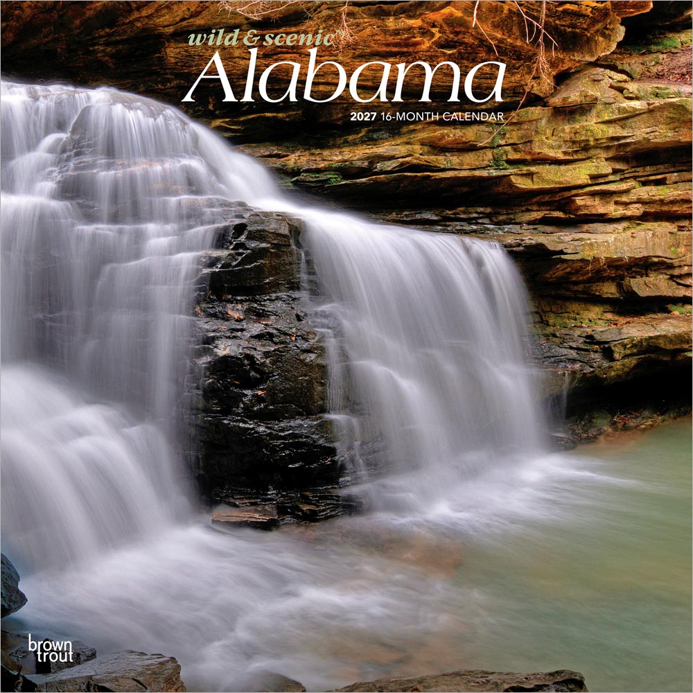 Alabama Wild & Scenic | 2027 12 x 24 Inch (Hanging) Monthly Square Wall Calendar | Plastic-Free | BrownTrout | USA United States of America Southeast State Nature