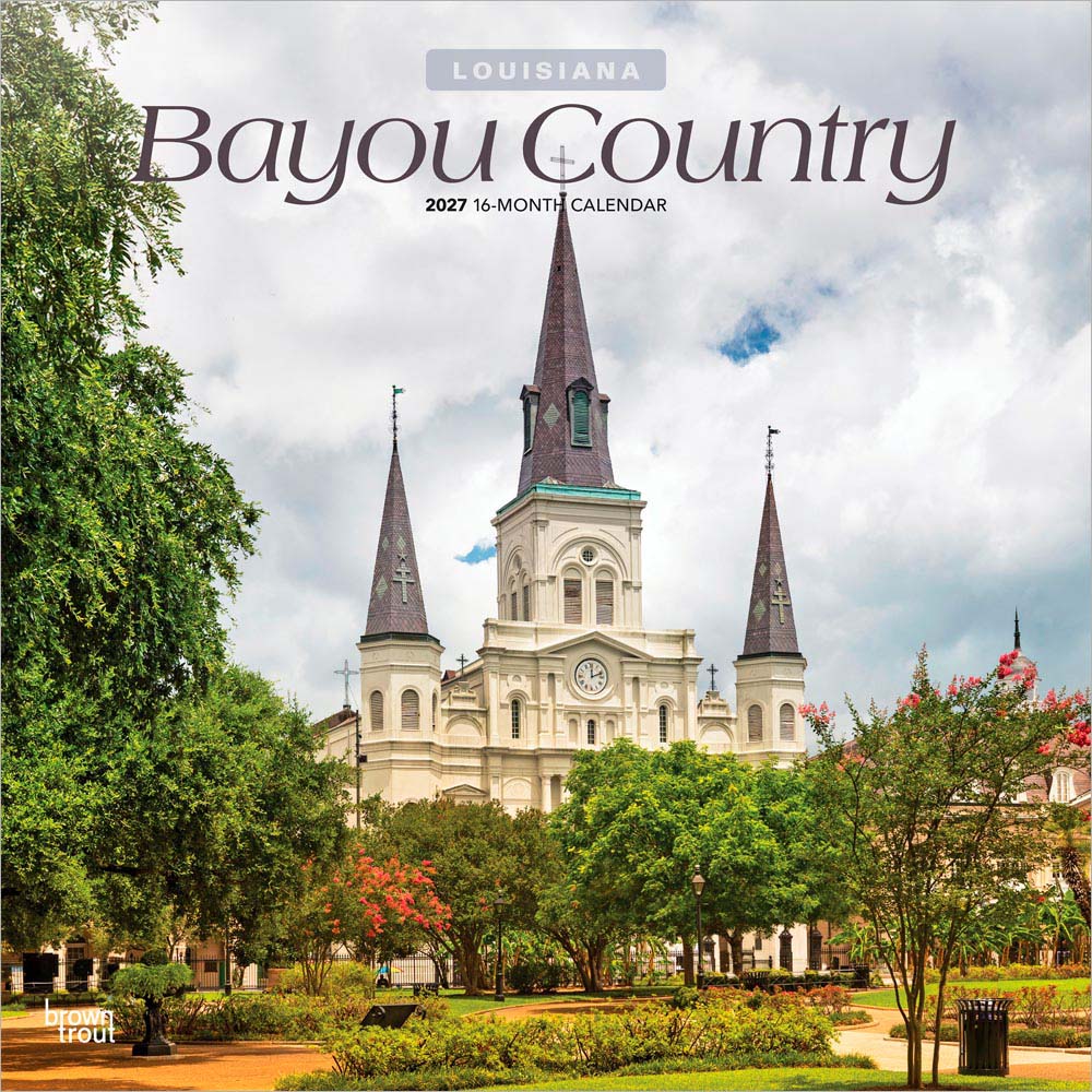 Bayou Country | Louisiana Places | 2027 12 x 24 Inch (Hanging) Monthly Square Wall Calendar | Plastic-Free | BrownTrout | USA United States of America Southeast State Nature