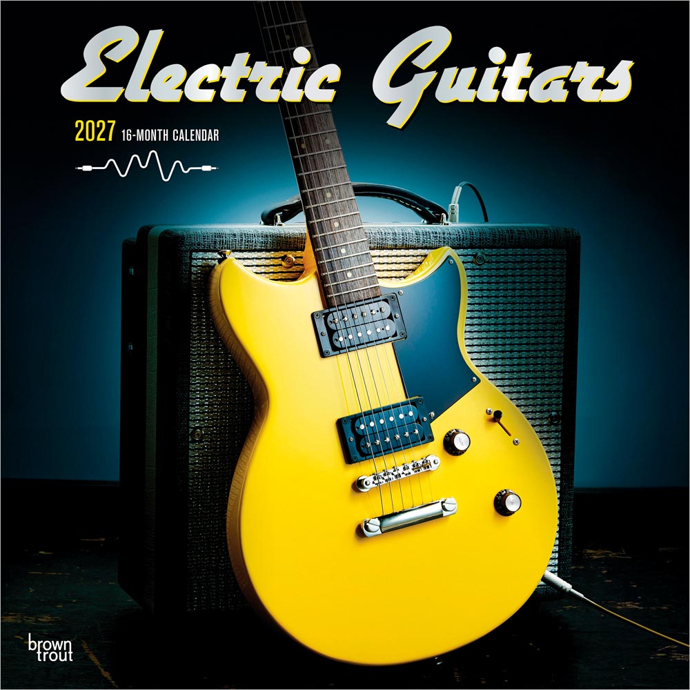 Electric Guitars | 2027 12 x 24 Inch (Hanging) Monthly Square Wall Calendar | Foil Stamped Cover | Plastic-Free | BrownTrout | Instrument Entertainment