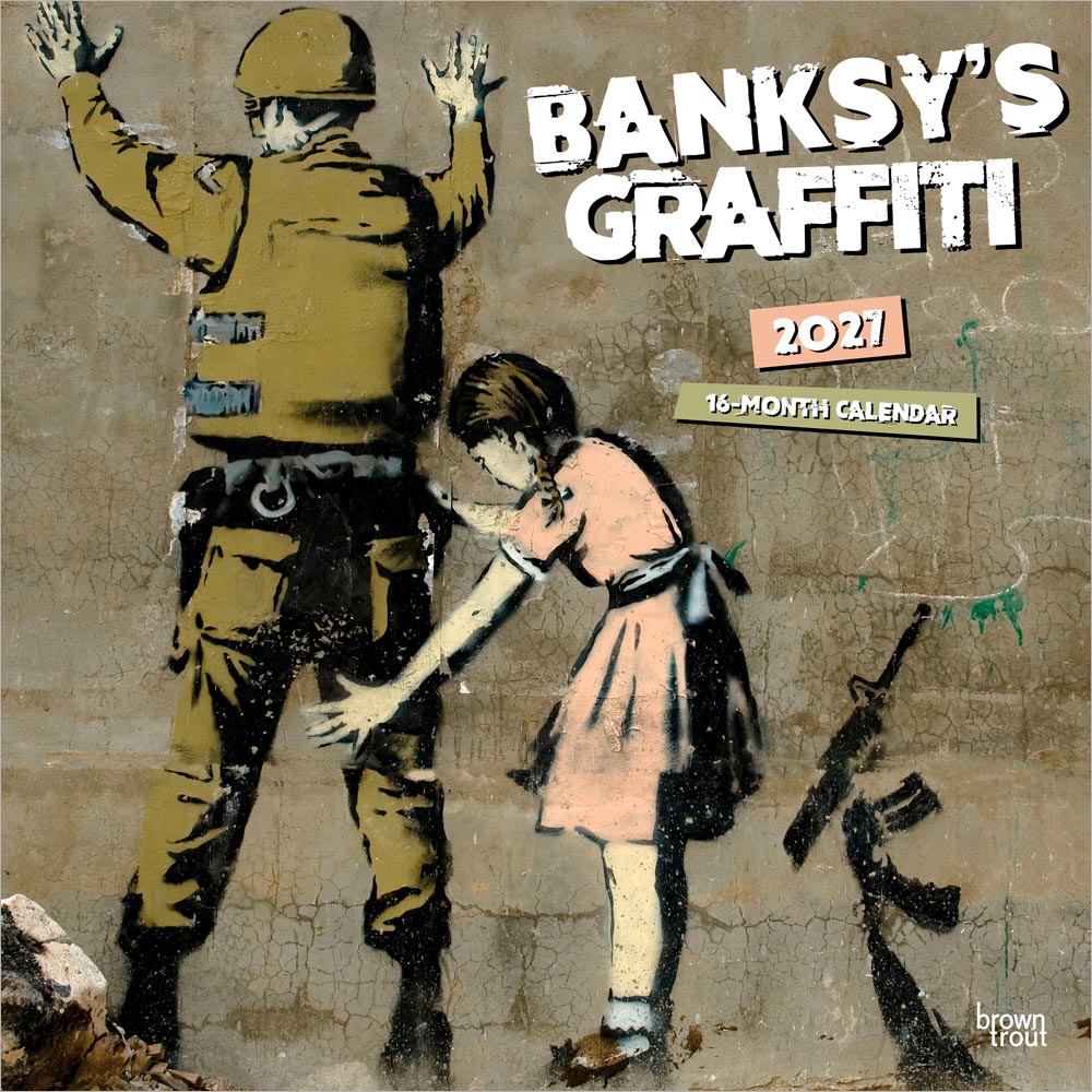 Banksy's Graffiti OFFICIAL | 2027 12 x 24 Inch (Hanging) Monthly Square Wall Calendar | Plastic-Free | BrownTrout | Drawings Street Art Design