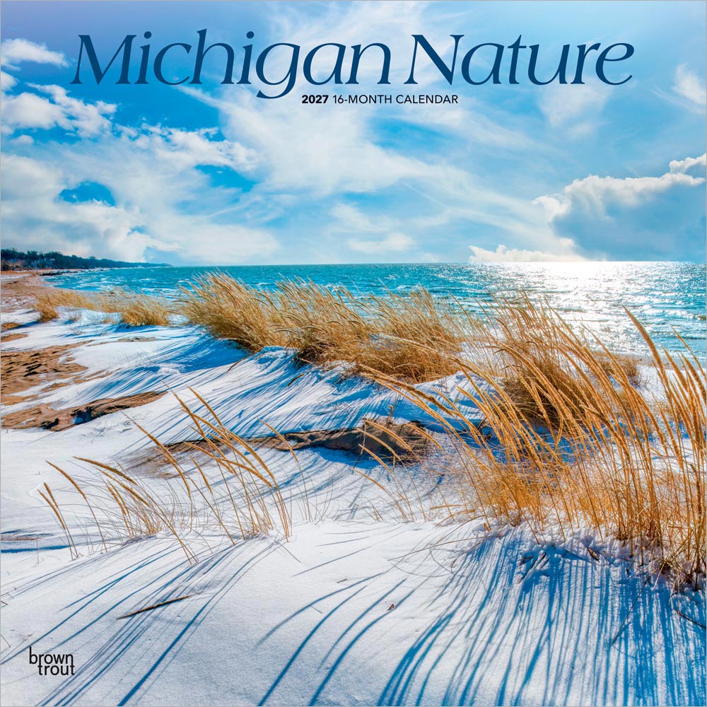 Michigan Nature | 2027 12 x 24 Inch (Hanging) Monthly Square Wall Calendar | Plastic-Free | BrownTrout | USA United States of America Midwest State