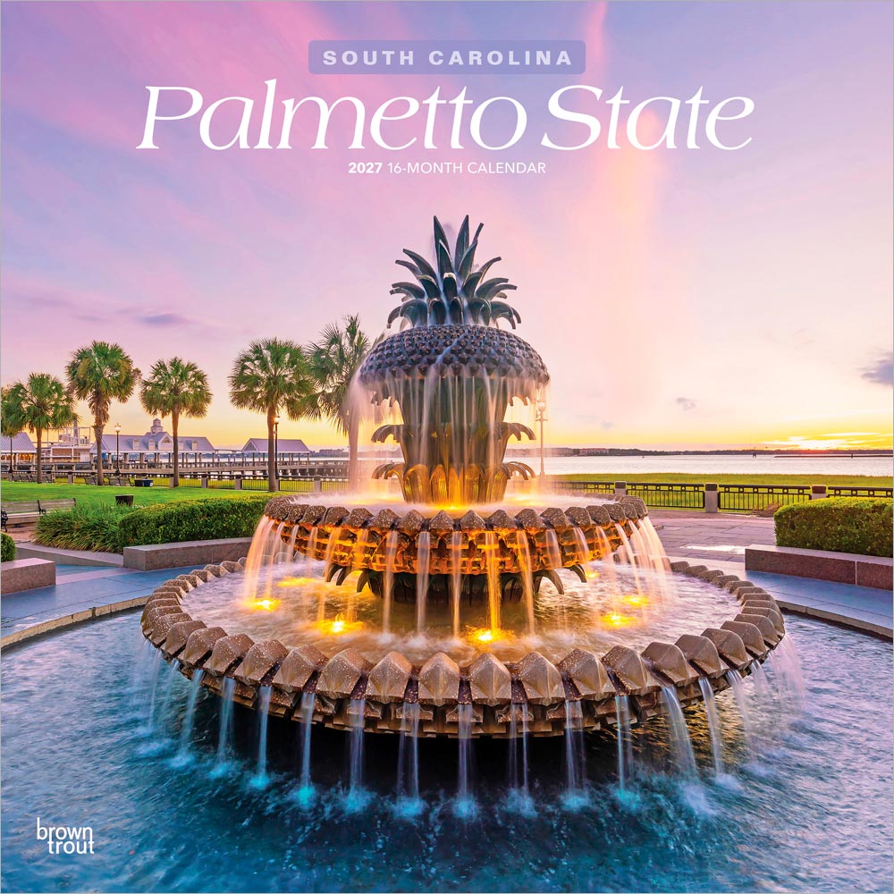 Palmetto State | South Carolina Places | 2027 12 x 24 Inch (Hanging) Monthly Square Wall Calendar | Plastic-Free | BrownTrout | USA United States of America Southeast State Nature