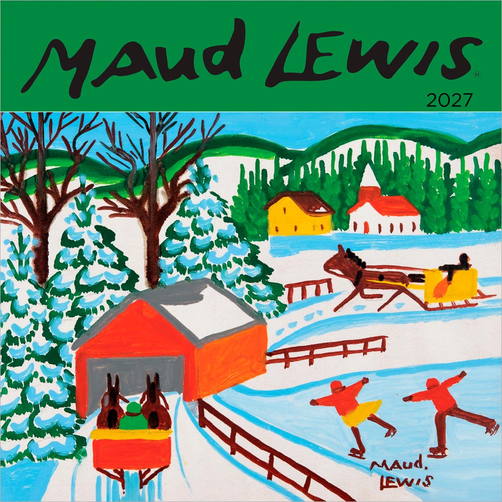 Maud Lewis AGNS OFFICIAL | 2027 12 x 24 Inch (Hanging) Monthly Square Wall Calendar | English/French Bilingual | Wyman Publishing | Folk Artists Pictures Paintings