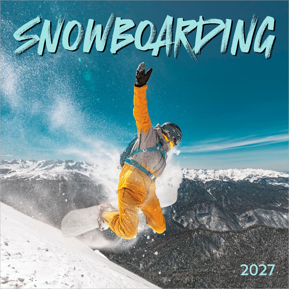 Snowboarding | 2027 12 x 24 Inch (Hanging) Monthly Square Wall Calendar | Wyman Publishing | Winter Snow Sport Vacation