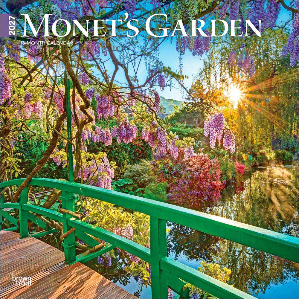 Monet's Garden | 2027 12 x 24 Inch (Hanging) Monthly Square Wall Calendar | Plastic-Free | BrownTrout | Impressionism Artist Outdoor