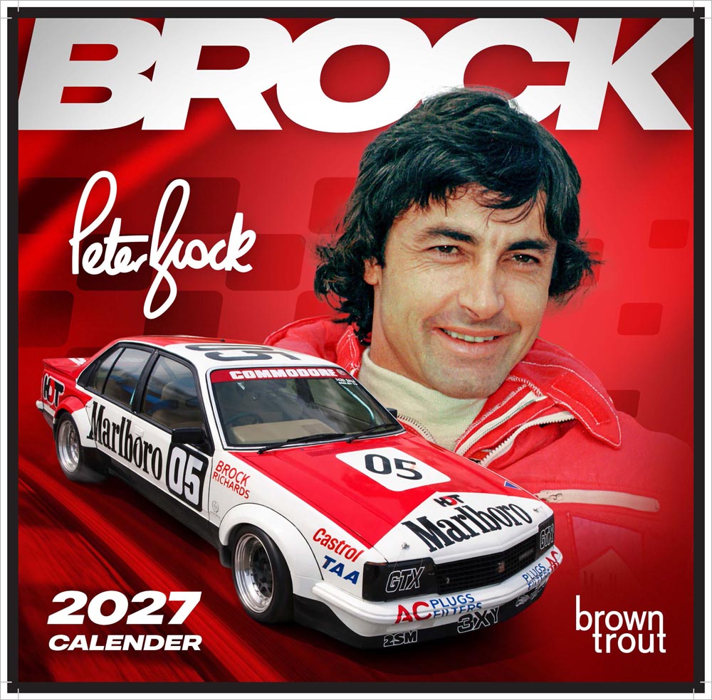 Peter Brock | 2027 12 x 24 Inch (Hanging) Monthly Square Wall Calendar | Plastic-Free | BrownTrout | Sports Motor Racing