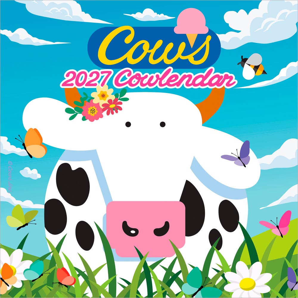 Cows Creamery OFFICIAL | 2027 12 x 24 Inch (Hanging) Monthly Square Wall Calendar | Wyman Publishing | Domestic Farm Animals