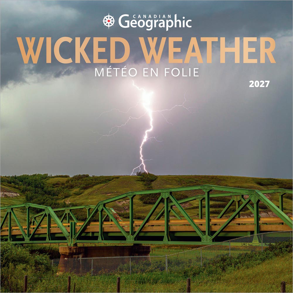 Canadian Geographic Wicked Weather OFFICIAL | 2027 12 x 24 Inch (Hanging) Monthly Square Wall Calendar | Foil Stamped Cover | English/French Bilingual | Wyman Publishing | Science Nature Photography