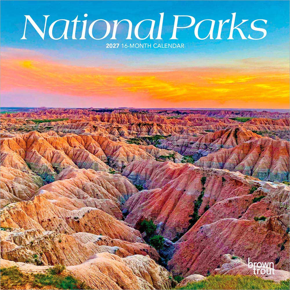 National Parks | 2027 7 x 14 Inch (Hanging) Monthly Mini Wall Calendar | BrownTrout | Scenic Yosemite Yellowstone Nature