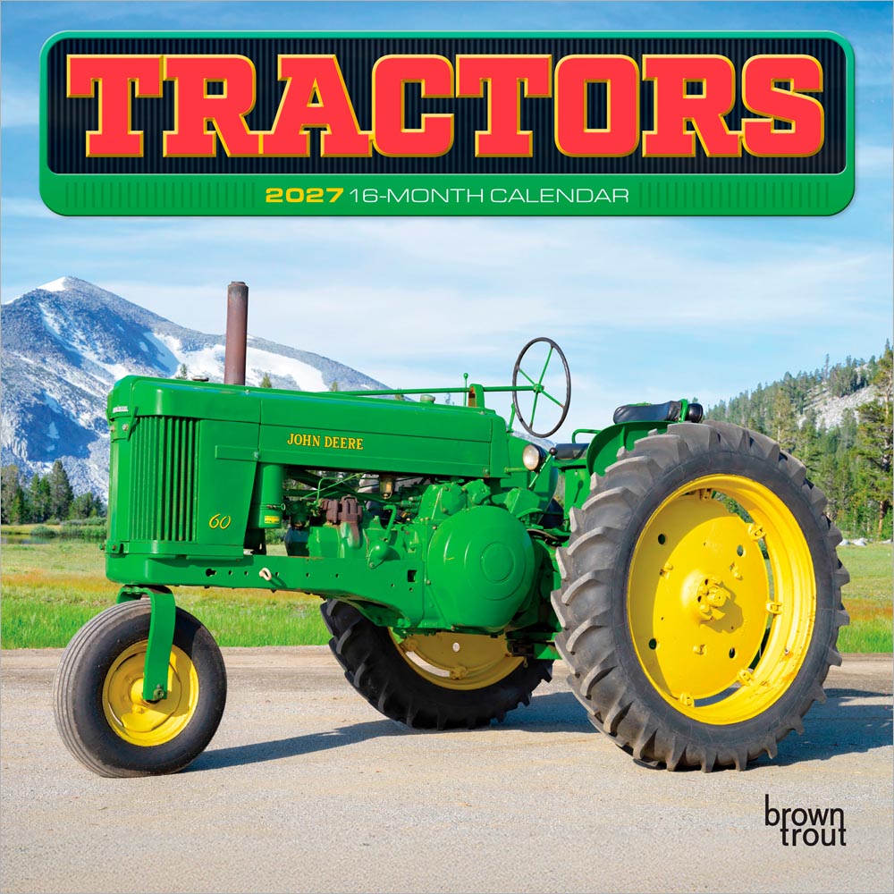Tractors | 2027 7 x 14 Inch (Hanging) Monthly Mini Wall Calendar | BrownTrout | Farm Rural Country Machinery