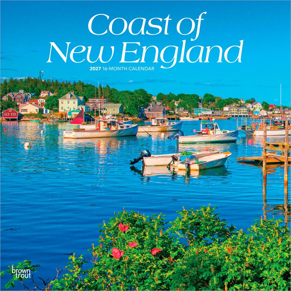 Coast of New England | 2027 12 x 24 Inch (Hanging) Monthly Square Wall Calendar | Plastic-Free | BrownTrout | USA United States of America Scenic Nature Ocean Sea Coast