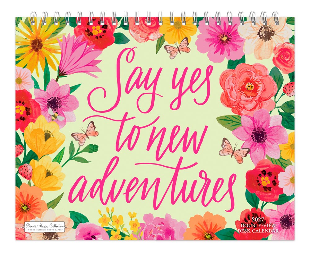 Bonnie Marcus OFFICIAL | 2027 7.5 x 6 Inch Monthly Double-View Easel Desk Calendar | BrownTrout | Fashion Designer Stationery