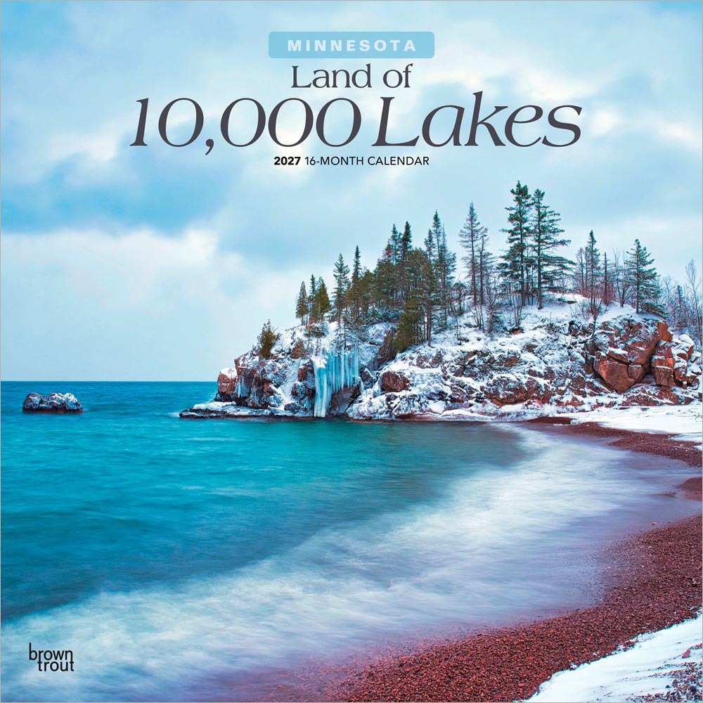 Land of 10 000 Lakes | Minnesota Places | 2027 12 x 24 Inch (Hanging) Monthly Square Wall Calendar | Plastic-Free | BrownTrout | USA United States of America Midwest State Nature