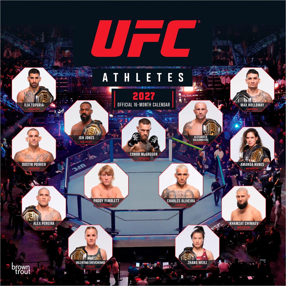 Ultimate Fighting Championship OFFICIAL | UFC Athletes | 2027 12 x 24 Inch (Hanging) Monthly Square Wall Calendar | Plastic-Free | BrownTrout | Sport MMA