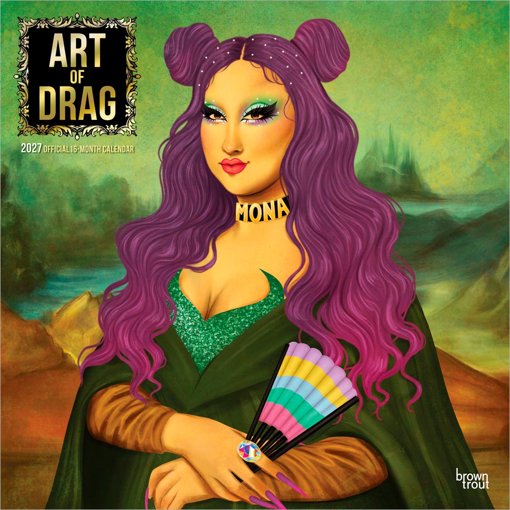 Art of Drag OFFICIAL | 2027 12 x 24 Inch (Hanging) Monthly Square Wall Calendar | Foil Stamped Cover | Plastic-Free | BrownTrout | Illustrated Gender Bending